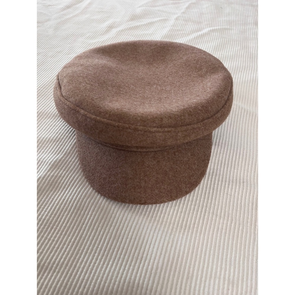 Brown Newsboy Cap Flat Cap Faux Wool Baker Boy Hat One Size